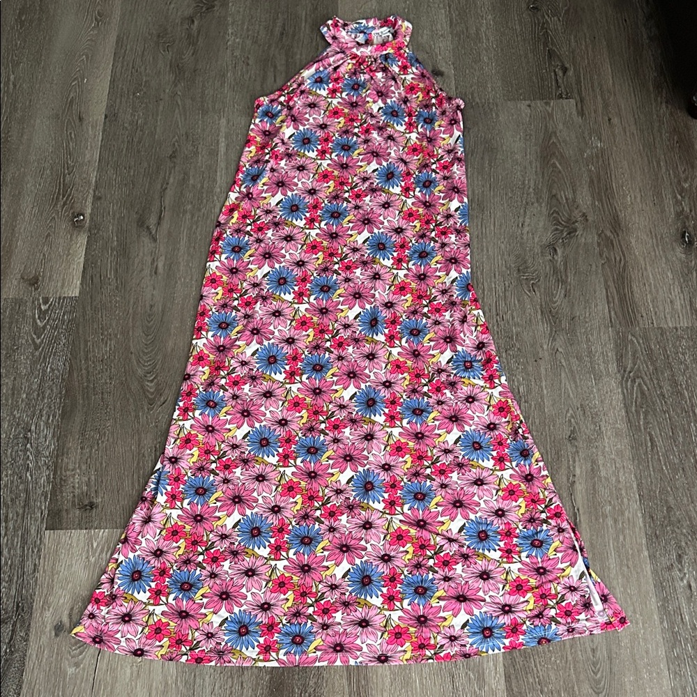 Bar III Pink and Blue Floral Maxi Dress